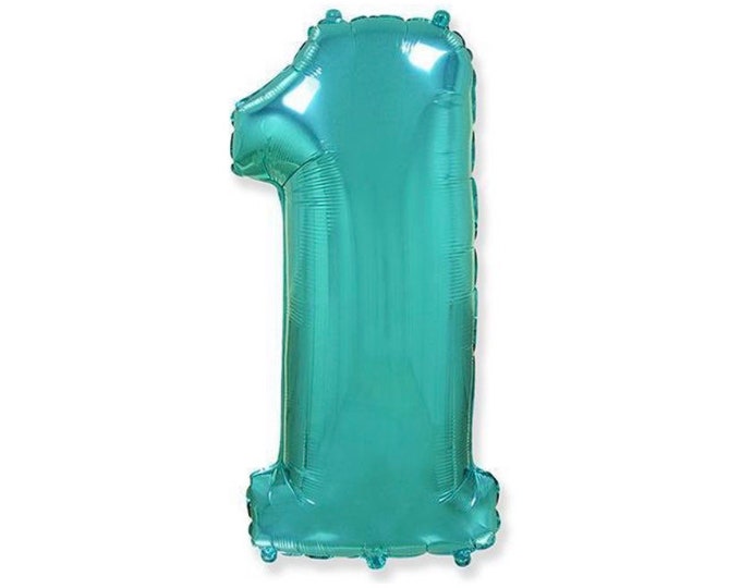 Teal Number 1 Balloon | Teal First Birthday Balloons | Mylar Number Balloons | Large Foil Balloons | Teal One Balloons