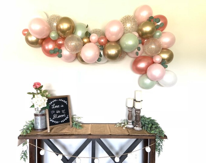 Pink Blush and Sage Balloon Garland Kit | Blush Bridal Shower Decor | Sage and Blush Baby Shower | Blushing Bride To Be