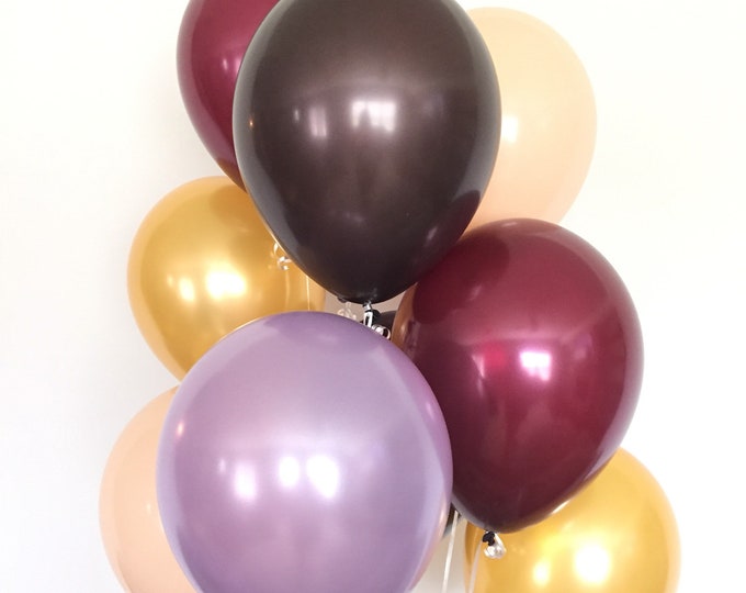 Blush and Burgundy Balloons | Fall Balloons | Brown and Burgundy Balloons | Burgundy and Lavender Balloons | Fall Bridal Shower Decor
