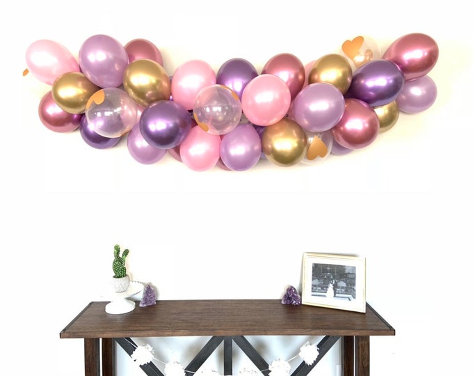 Pink and Purple Balloon Garland | Chrome Balloons | Valentine’s Day Party Decor | Princess Birthday Party Decor | It’s A Girl Baby Shower