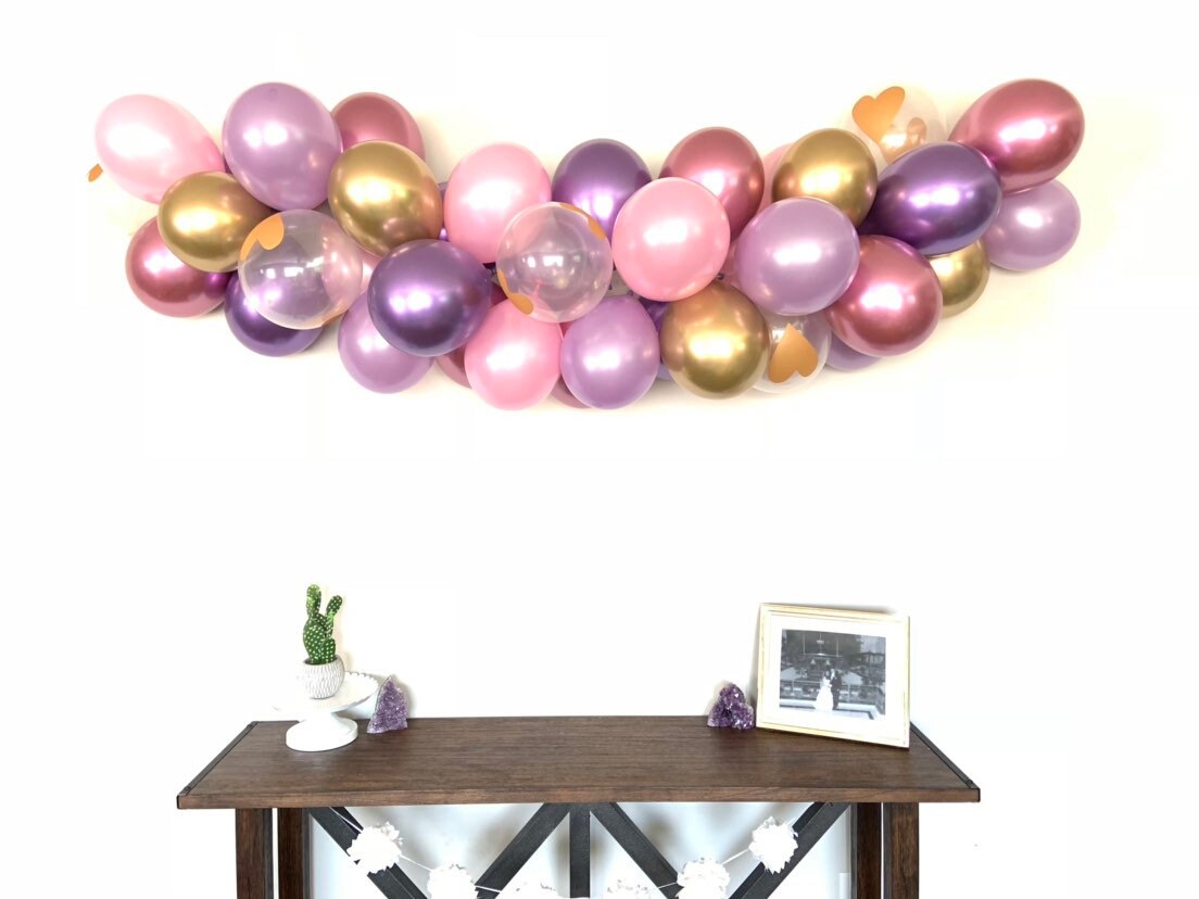 Rose Gold Pink Mauve Purple Balloons Bridal Shower Decor Baby Shower Balloon  Pink and Purple Party Its a Girl Bach Party 