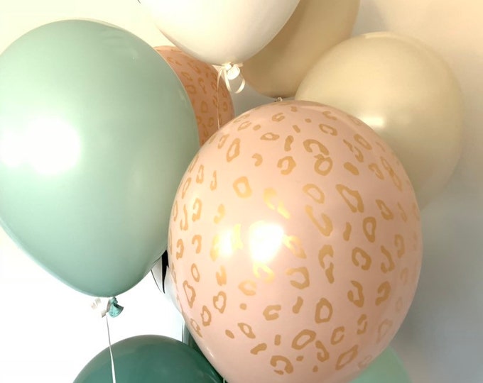 Animal Print Blush and Mint Balloons | Blush Wedding Decor | Muted Balloons | Tropical Bridal Shower | Natural Bridal Shower Decor