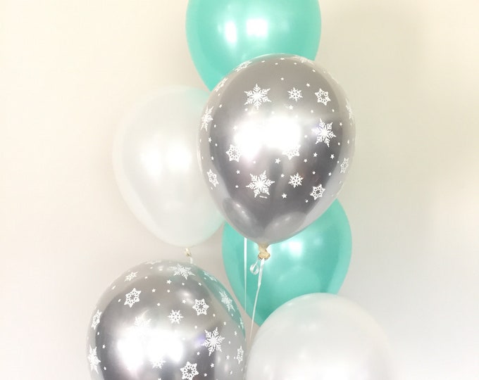 Baby It's Cold Outside Baby Shower Decor | Mint Winter Baby Shower | Mint Snowflake Balloons | Winter ONEderland Birthday Balloons