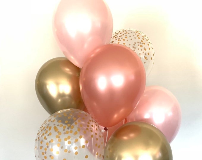 Pink Blush Balloons | Blush and Gold Balloons | Gold and Blush Balloons | Blush Bridal Shower Decor | Blush Baby Shower