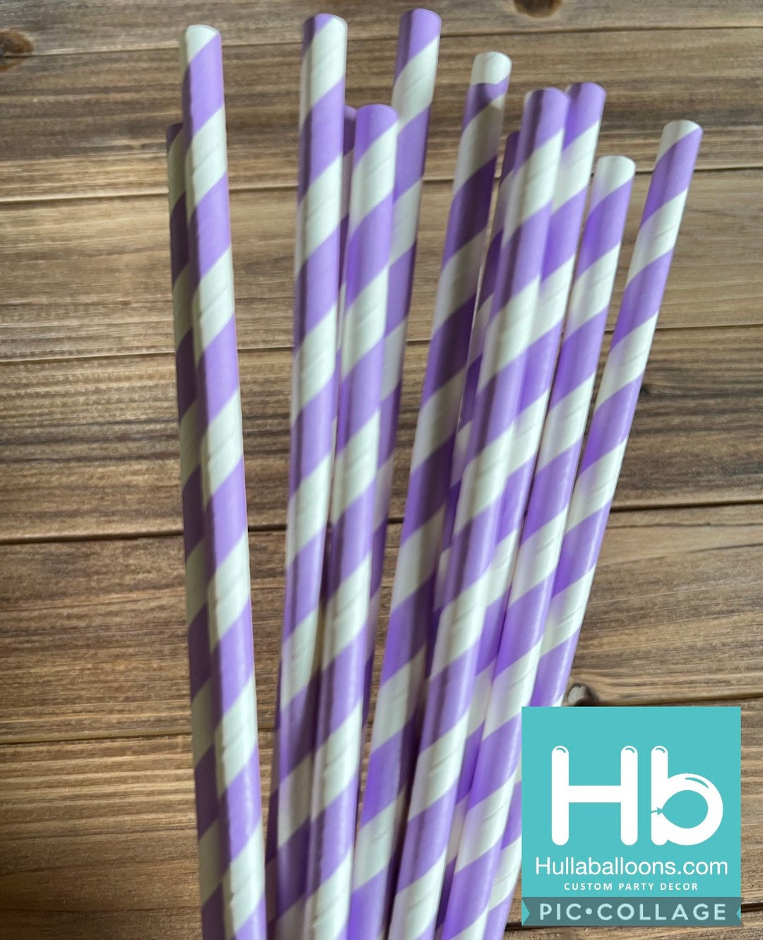 Lavender Striped Straws Lavender Party Decor Lavender Paper Straws