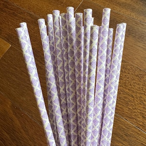 Lavender Damask Straws | Lavender Party Decor | Purple Paper Straws | Lavender Bridal Shower Decor | Lavender Baby Shower Dec