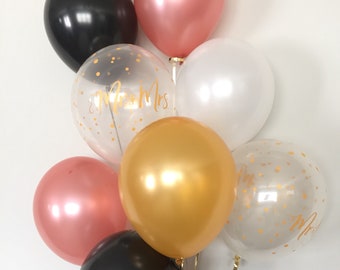 Rose Gold Balloon Bouquet | Mr & Mrs Confetti Balloons
