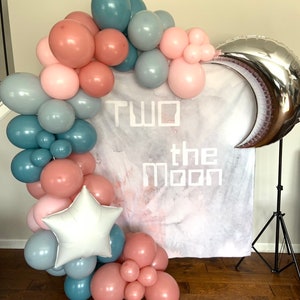 Two The Moon Balloon Garland Pastel Galaxy Baby Shower Twinkle Little Star Balloon Garland Over The Moon Baby Two The Moon Birthday image 4