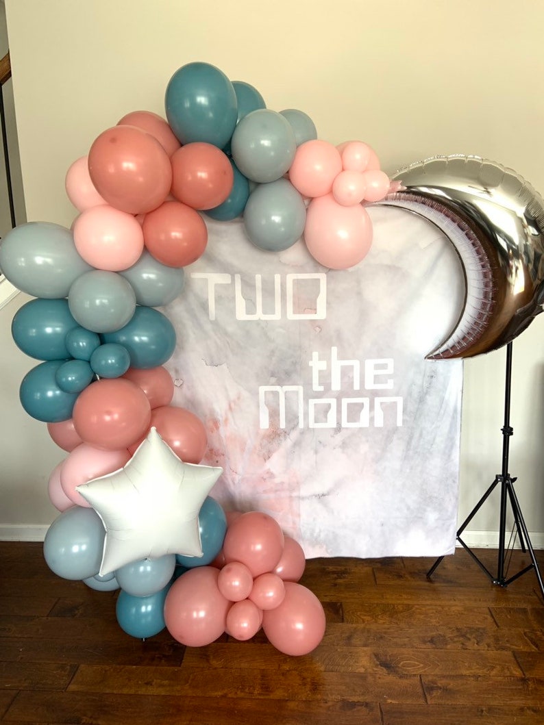 Two The Moon Balloon Garland Pastel Galaxy Baby Shower Twinkle Little Star Balloon Garland Over The Moon Baby Two The Moon Birthday image 4