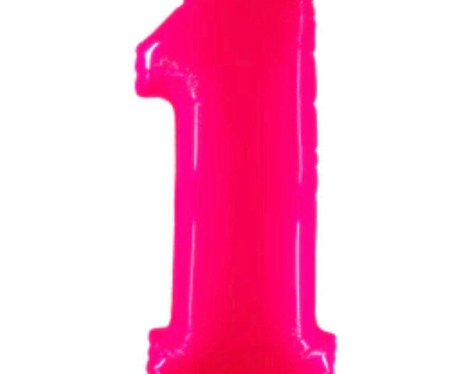 Fluorescent Pink Number 1 Balloon | Hot Pink First Birthday Balloons | Mylar Number Balloons | Malibu Balloons | Hot Pink One Balloons