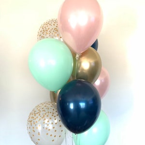Pink Blush Balloons | Blush Navy and Mint Balloons | Gold and Blush Balloons | Blush Bridal Shower Decor | Blush Baby Shower