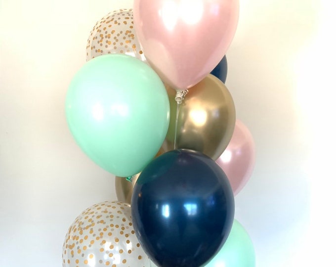 Pink Blush Balloons | Blush Navy and Mint Balloons | Gold and Blush Balloons | Blush Bridal Shower Decor | Blush Baby Shower