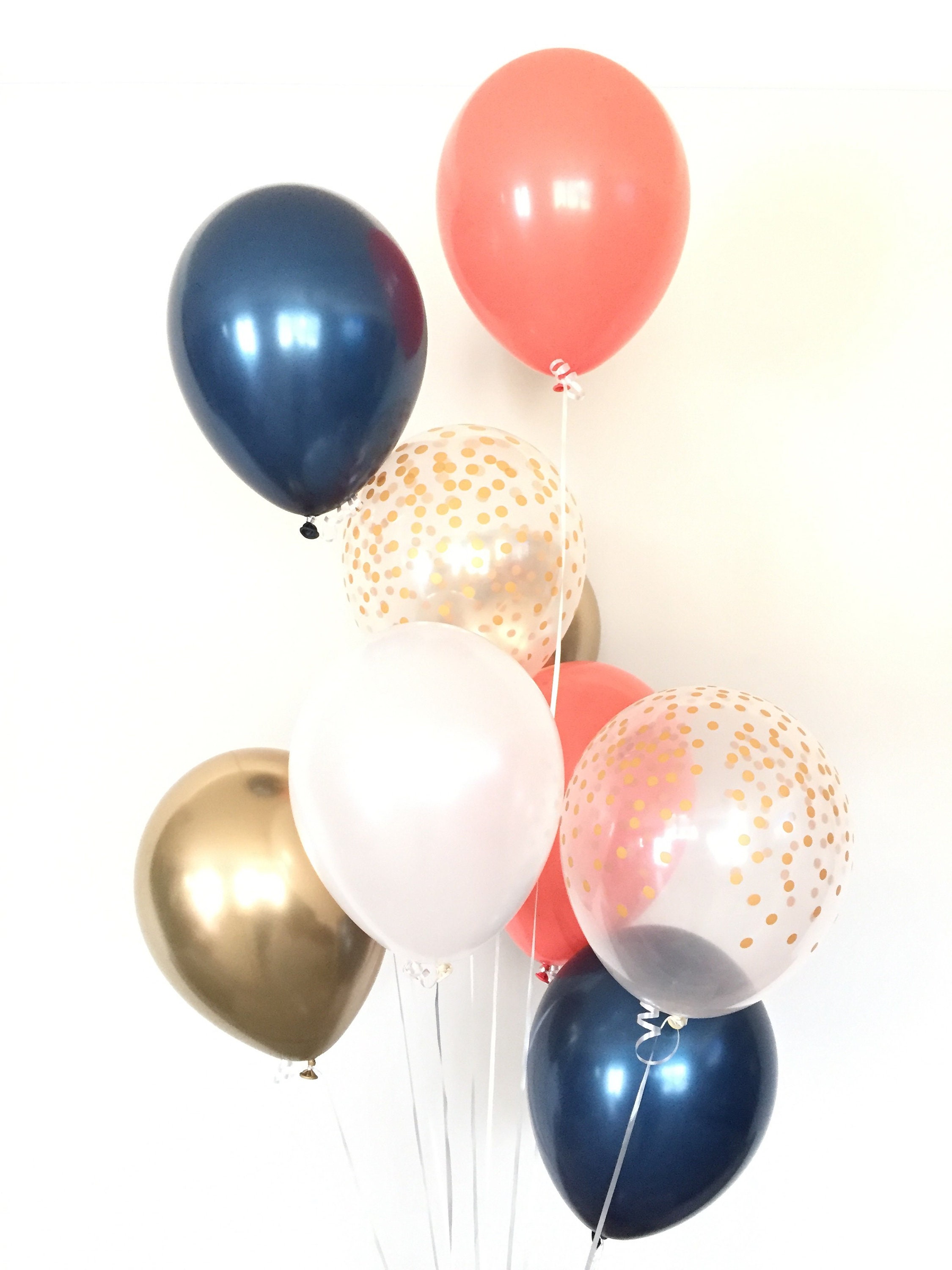 Navy Balloons | Navy and Gold Balloons | Coral and White Balloons