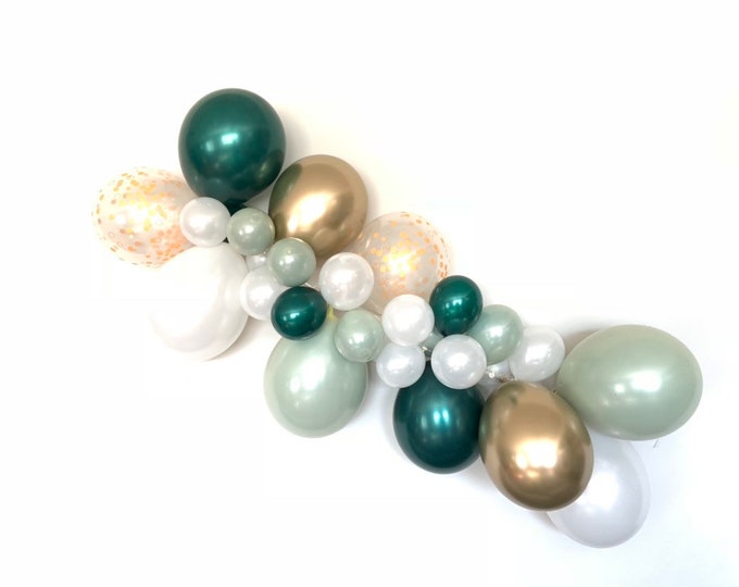 Sage Green Balloon Garland | Green and White Bridal Shower Decor | Green Baby Shower Decor | Balloon Garland Kit | Green and Gold