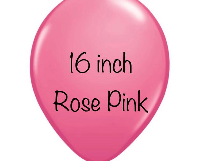 16 inch Rose Pink Balloons | Rose Latex Balloons | Rose Birthday Party Decor | Rose Bridal Shower Decor