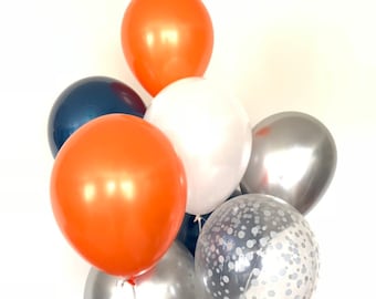 Navy and Orange Balloons | Fall Balloons | Little Pumpkin Balloons | Little Pumpkin Baby Shower Decor | Football Party Decor