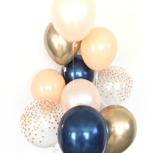 Blush and Navy Balloons | Navy and Blush Balloons | Gold Bridal Shower | Blush and Navy Baby Shower Decor | Blush Bridal Shower