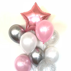 Twinkle Little Star Balloons Twinkle Little Star Baby Shower Decor Pink Star Balloons Star Birthday Balloons Pi k and Silver Ba image 2