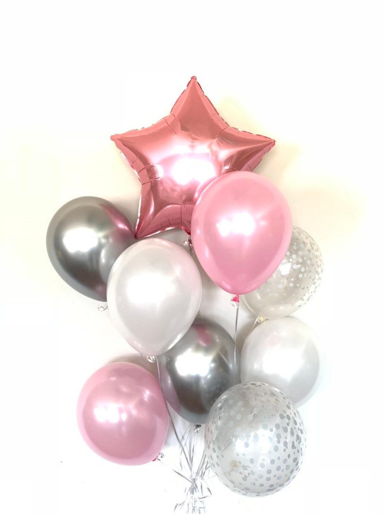 Twinkle Little Star Balloons Twinkle Little Star Baby Shower Decor Pink Star Balloons Star Birthday Balloons Pi k and Silver Ba image 2