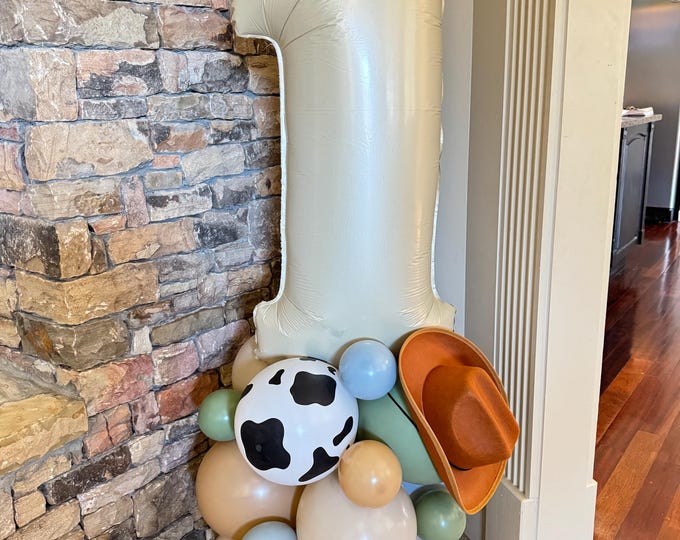 Little Cowboy Balloon Tower Kit | First Rodeo Balloons | Cowboy Birthday Party | Wild West Birthday Balloons | Our Little Cowboy is One