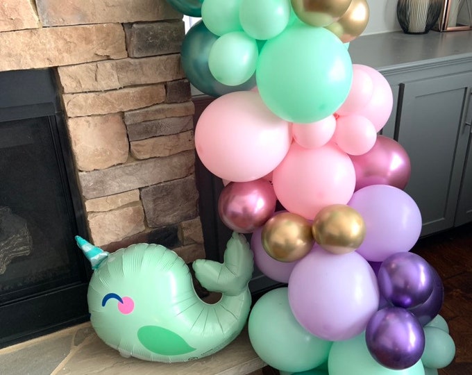 Under The Sea Balloon Garland with Gold | Last Splash Bridal Shower Decor | Mermaid Baby Shower Decor | Mermaid Birthday Party