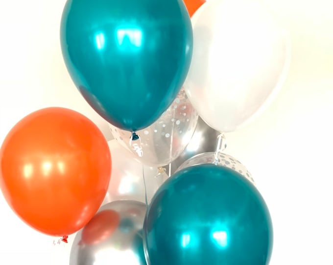 Teal and Orange Balloons | Fall Balloons | Little Pumpkin Balloons | Little Pumpkin Baby Shower Decor | Fall Bridal Shower Decor