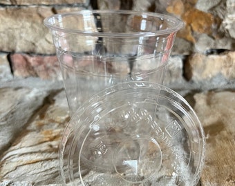 Clear Plastic Cups with Lids | 16 oz Plastic Cups | Plastic Party Favor Cups | Blank Plastic Cups with Lids | Birthday Party Cups