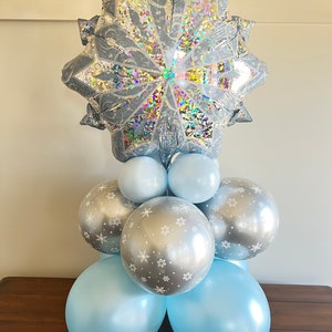 Snowflake Balloon Centerpiece DIY Kit | Winter Gender Reveal Party Balloons | Blue Winter ONEderland Balloons