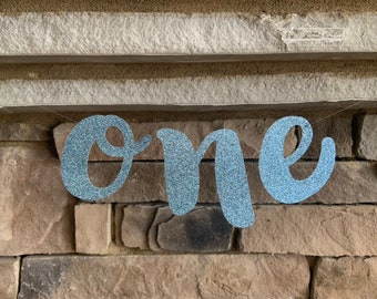 Dusty Blue High Chair Banner | Slate Blue One Banner | One High Chair Banner | Dusty Blue First Birthday Photo Shoot