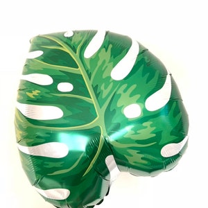 Tropical Balloons | Green Leaf Balloons | Green and White Balloons |  Hawaiin Bridal Shower Decor | Lets Flamingle Party | Monstera Leaves