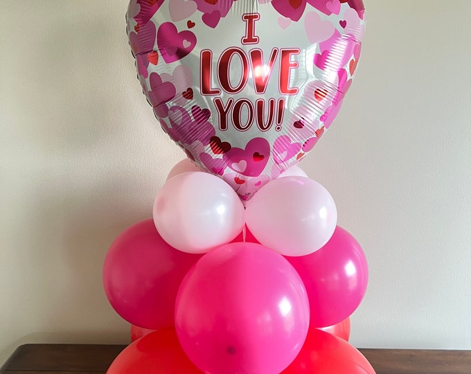 Valentines Day Balloon Centerpiece DIY Kit | Be My Valentine Balloons | I Love You Balloons | Galentines Day Party Decor