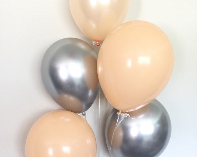 Blush and Platinum Balloons | Blush and Chrome Silver Balloons | Silver and Blush Balloons | Platinum Bridal Shower Decor | Blush Bridal Sho
