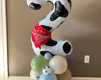 Little Cowboy Balloon Tower Kit | Aint My First Rodeo Balloons | Little Cowboy 2nd Birthday | Barnyard Birthday Balloons | Western Balloons