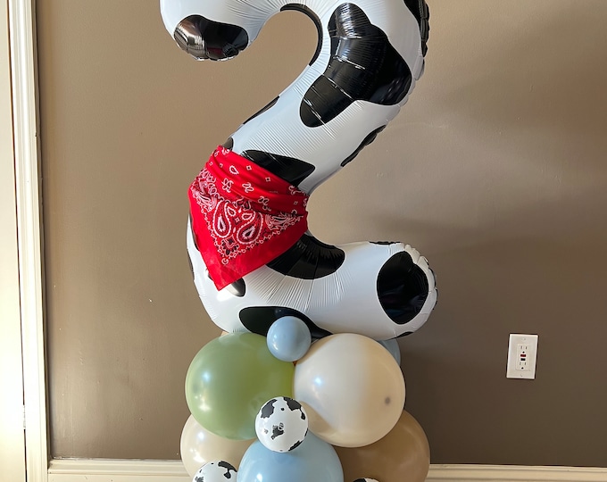 Little Cowboy Balloon Tower Kit | Aint My First Rodeo Balloons | Little Cowboy 2nd Birthday | Barnyard Birthday Balloons | Western Balloons