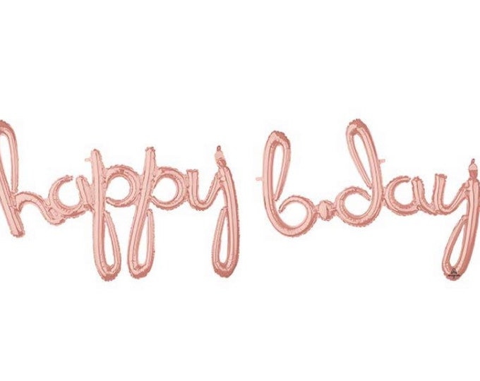 Happy Birthday Balloon Banner | Rose Gold Happy Birthday Banner | Rose Gold Birthday | Rose Gold Script Balloon Letters | Drive by Birthday