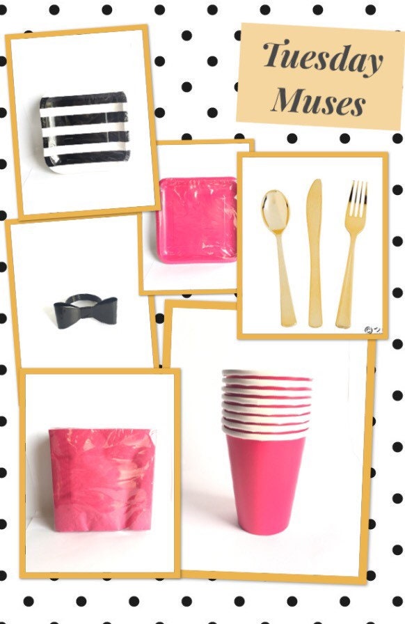 Kate Spade Party Tableware Hot Pink And Black Party Decor