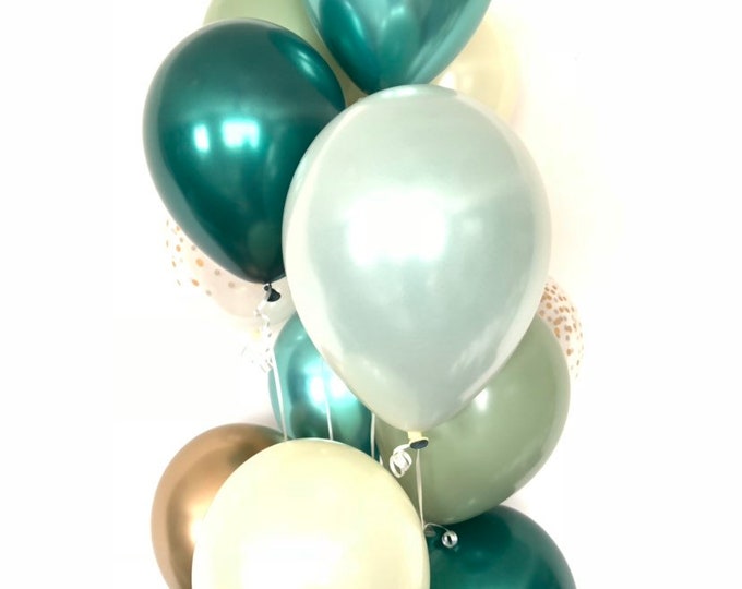 Green and Ivory Balloons | Light Green Wedding Decor | Green and Gold Balloons | Chrome Green Balloons | Sage Green Bridal Shower Decor