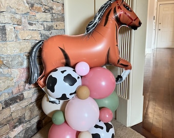 Horse Balloon Tower Kit | My First Rodeo Birthday Balloon Tower | Cowboy Baby Shower Decor | Last Rodeo Bridal Shower | Cowgirl Baby Shower