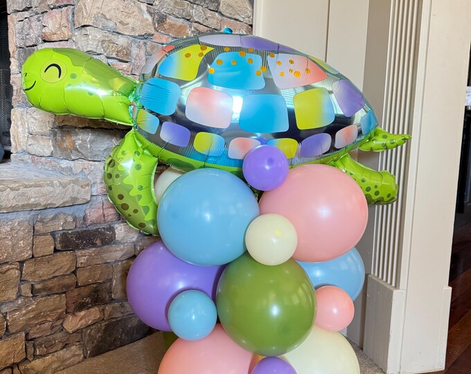 Turtle Balloon Tower Kit | Beach Balloons | The Big One Birthday Party | Surfs Up Birthday | Seaside Balloons | Beach Oneder the Sea Tower