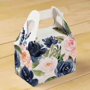 Blush Favor Box | Geschlecht offenbaren Babypartybevorzugungen | Blush und Navy Gastgeschenke| Blush und Navy Brautdusche Gefälligkeiten