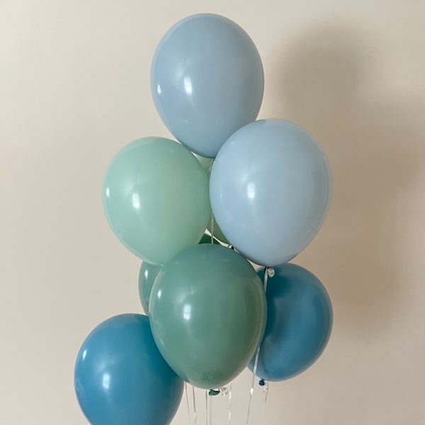Blue and Green Balloons | Muted Blue and Green Balloons | Blue Baby Shower Decor | Green Birthday Balloons | Something Blue Bridal Shower