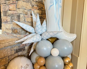 Last Rodeo Bridal Shower | Not My First Rodeo Tower | First Rodeo Balloon Tower | Blue Bow Balloons | Little Cowgirl Boots Baby Shower