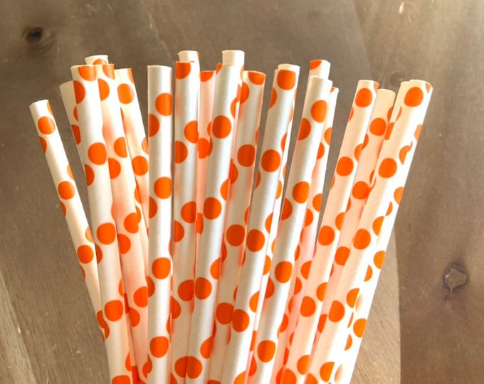 Orange Straws | Orange Polka Dot Straws | Little Cutie Baby Shower | Little Pumpkin Straws | Little Pumpkin Baby Shower