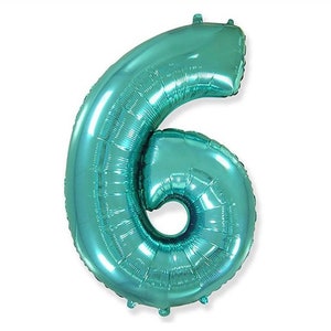 Teal Number 6 Balloon | Teal Sixth Birthday Balloons | Mylar Number Balloons | Large Foil Balloons | Teal Six Balloons