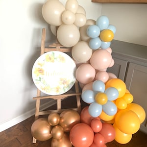 Orange Boho Balloon Garland | Blue Daisy Balloons Boho Baby Shower | Boho Bridal Shower | Boho First Birthday Balloons | Two Groovy Birthday