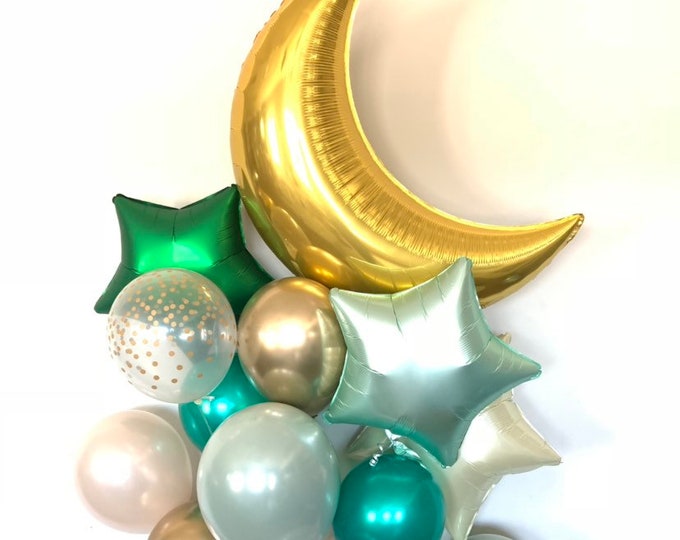 Twinkle Little Star Balloons | Twinkle Little Star Baby Shower Decor | Sage Green Balloons | Sage Green & White Balloons | Light Green Baby
