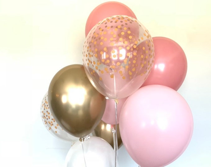 Pastel Matte Pink Balloons | Rosewood and Pink Blush Balloons | Blush Bridal Shower Decor | Blush Baby Shower | Blush Birthday Balloons