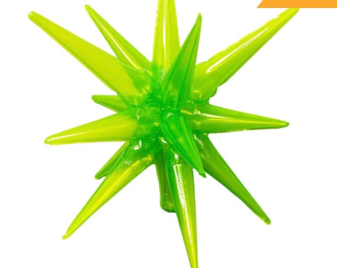 22” Neon Green Star Balloons | Air-Fill Only Rainbow Star Balloon | Birthday Party Decor | Galaxy Birthday Balloons | Gamer Star burst