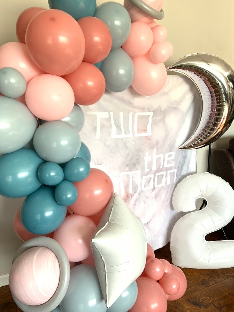 Two The Moon Balloon Garland Pastel Galaxy Baby Shower Twinkle Little Star Balloon Garland Over The Moon Baby Two The Moon Birthday image 7