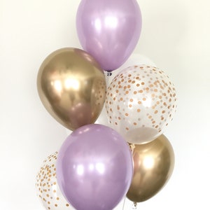 Ballons lavande Ballons lavande et or Décoration de douche nuptiale lavande Décoration lilas pour baby shower Anniversaire violet et or image 1